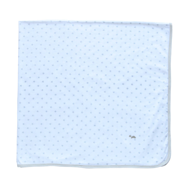 Little Turtle Baby Stretch Jersey Wrap - White with Grey Stars