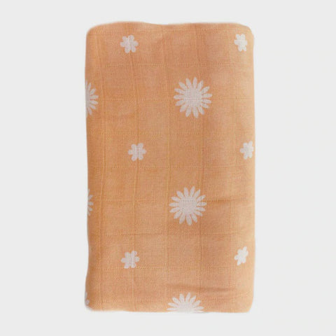 OB Designs Bamboo + Cotton Muslin - Peach Daisy Print