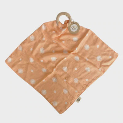 OB Designs Muslin Security Blanket - Peach Daisy Print