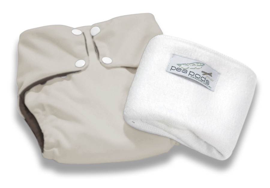 Pea Pods One Size Nappy - Cream