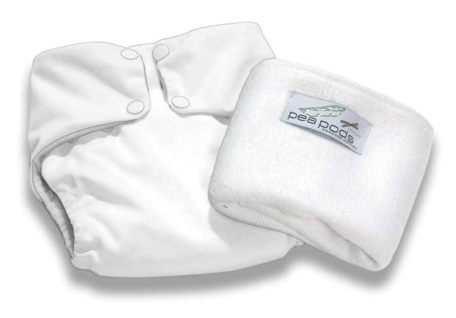 Pea Pods One Size Nappy - White