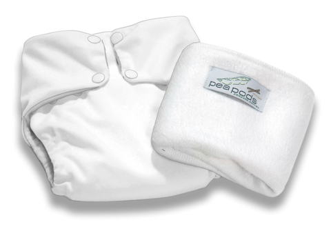 Pea Pods One Size Nappy - White