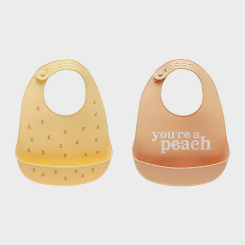 Pearhead Silicone Bib Set of 2 - You’re a Peach