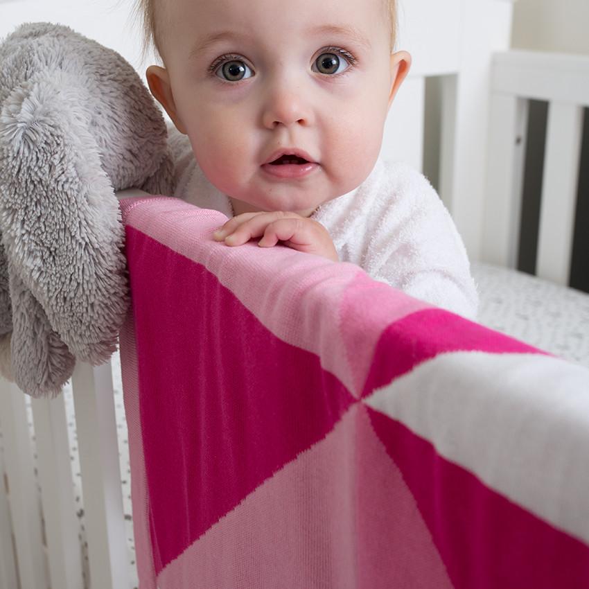 Little Turtle Baby Blanket Pink Triangles