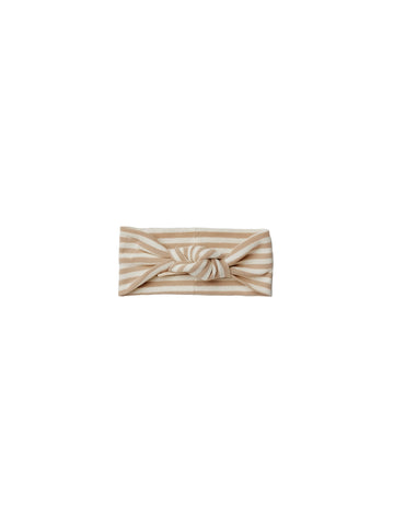 Quincy Mae Ribbed Knotted Headband - Latte Stripe