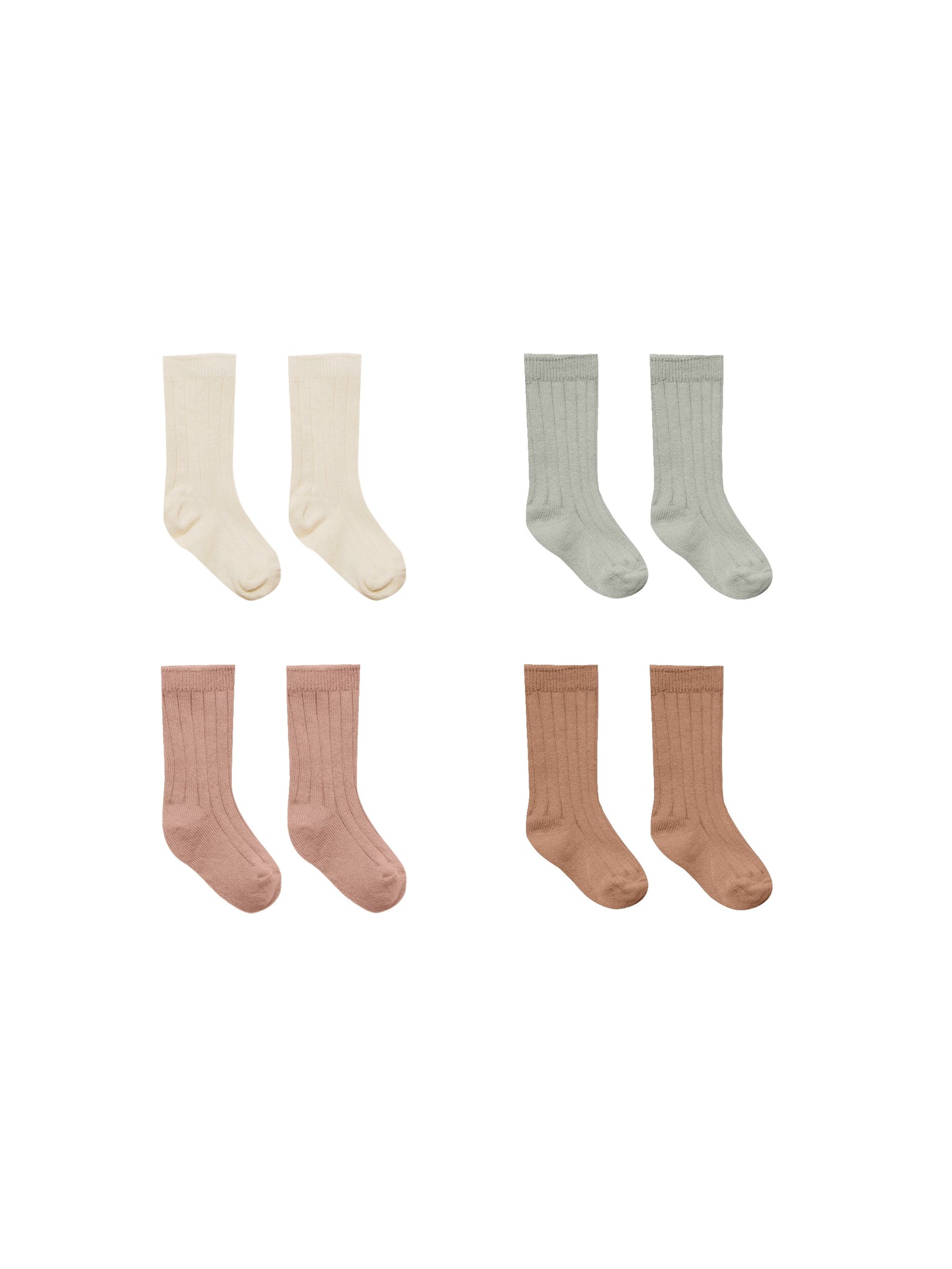 Quincy Mae Socks 4pk - Ivory/Pistachio/Lilac/Clay