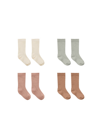 Quincy Mae Socks 4pk - Ivory/Pistachio/Lilac/Clay
