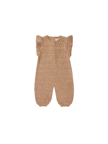 Quincy Mae Mira Knit Romper - Heathered Apricot