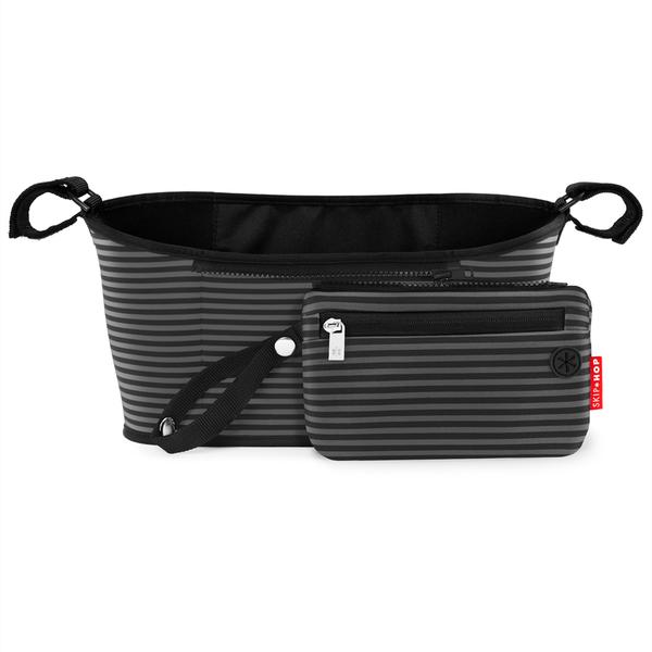 Skip Hop Grab & Go Stroller Organiser - Black/Grey Stripes