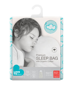 Love to Dream Organic Sleep Bag 0.2tog - Turquoise Clouds