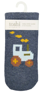 Toshi Organic Baby Socks Jacquard Mr Tractor
