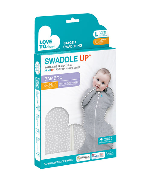 Love to Dream Swaddle Up Bamboo 1.0 Tog - Grey Wave