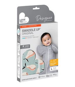 Love to Dream Swaddle Up Designer Collection - Pear Print Olive 1 TOG