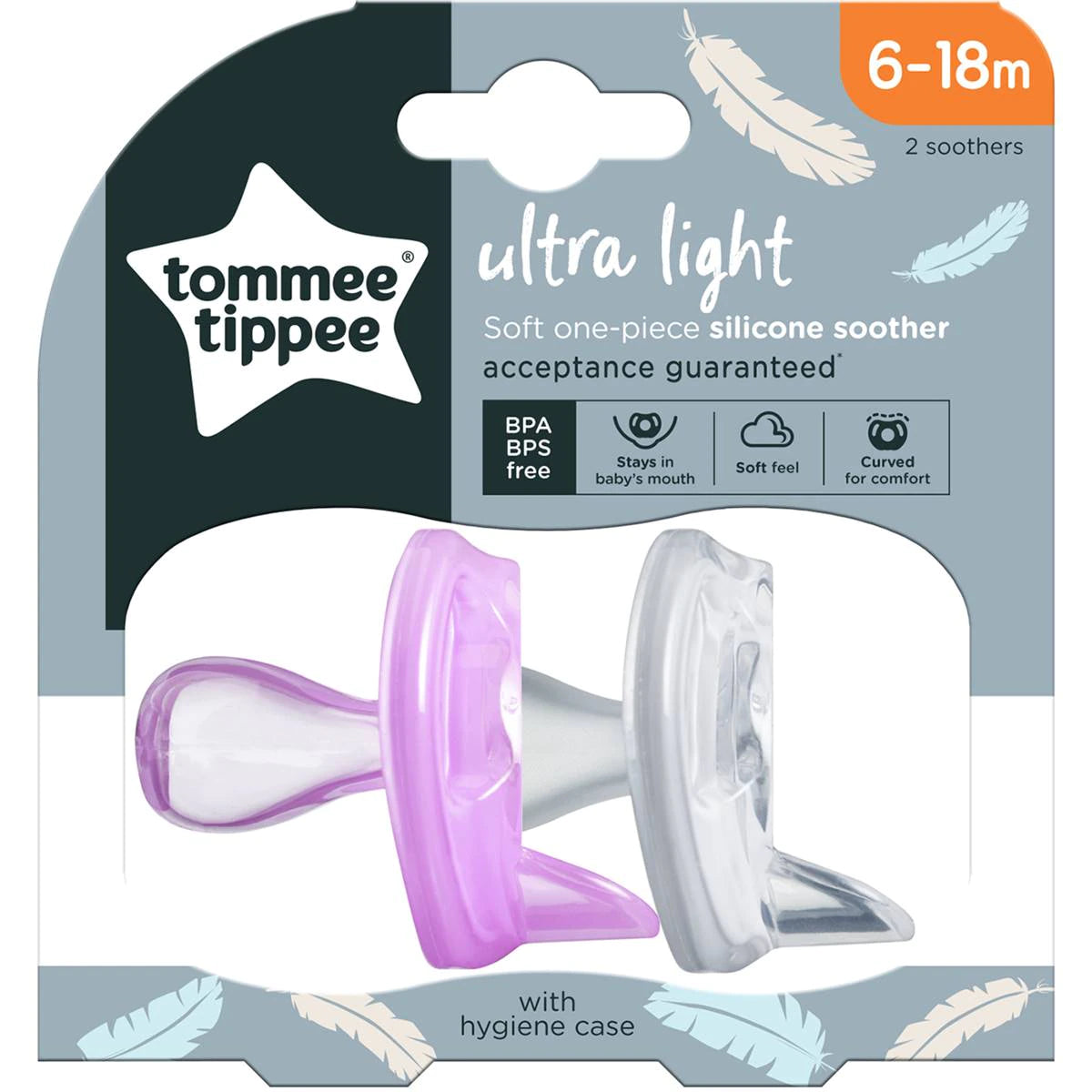 Tommee Tippee Ultra Light Silicone Soother 2pk 6-18m
