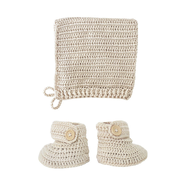 OB Designs Crochet Bonnet & Booties Set