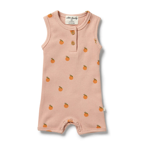 Wilson & Frenchy Organic Rib Growsuit Little Orange