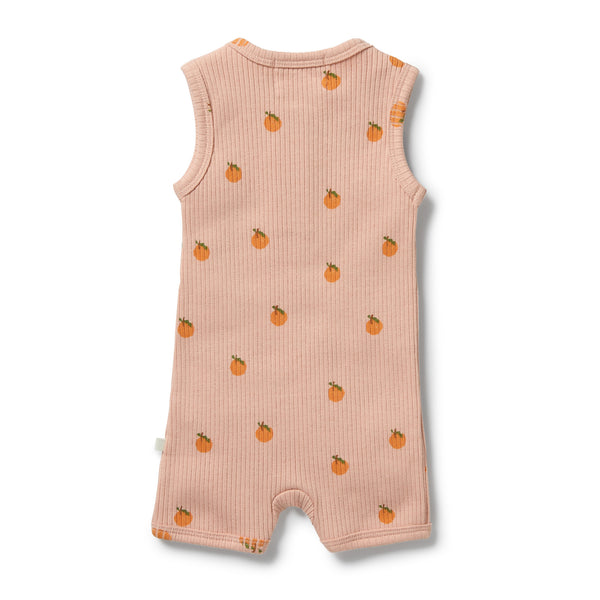 Wilson & Frenchy Organic Rib Growsuit Little Orange