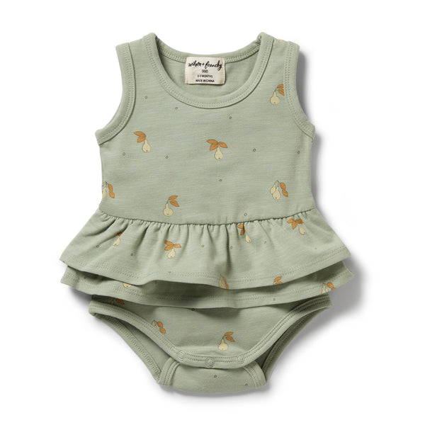 Wilson & Frenchy Organic Ruffle Bodysuit Perfect Pears