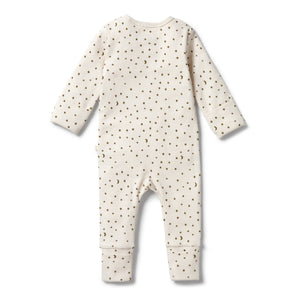 Wilson & Frenchy Organic Rib Zipsuit with Feet Chasing the Moon