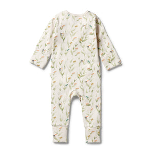 Wilson & Frenchy Organic Rib Zipsuit with Feet Peek-a-Boo