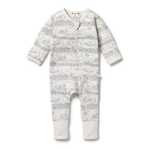 Wilson & Frenchy Organic Zipsuit with Feet Seaside