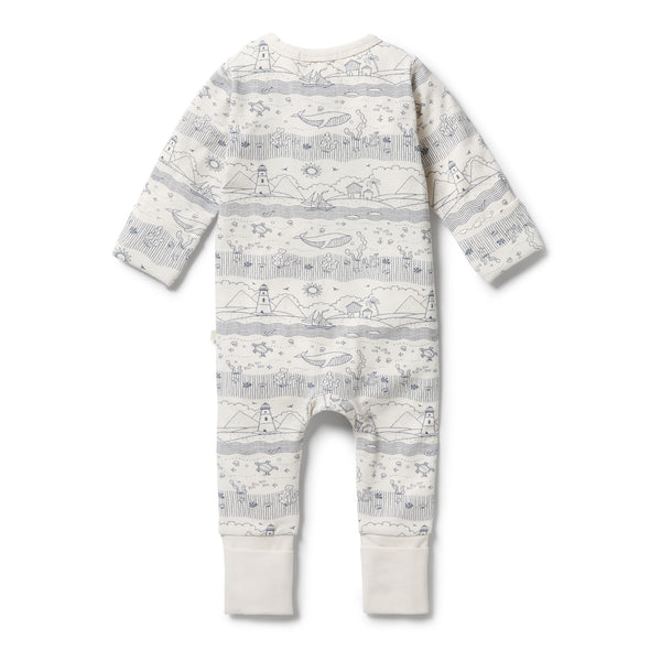 Wilson & Frenchy Organic Zipsuit with Feet Seaside