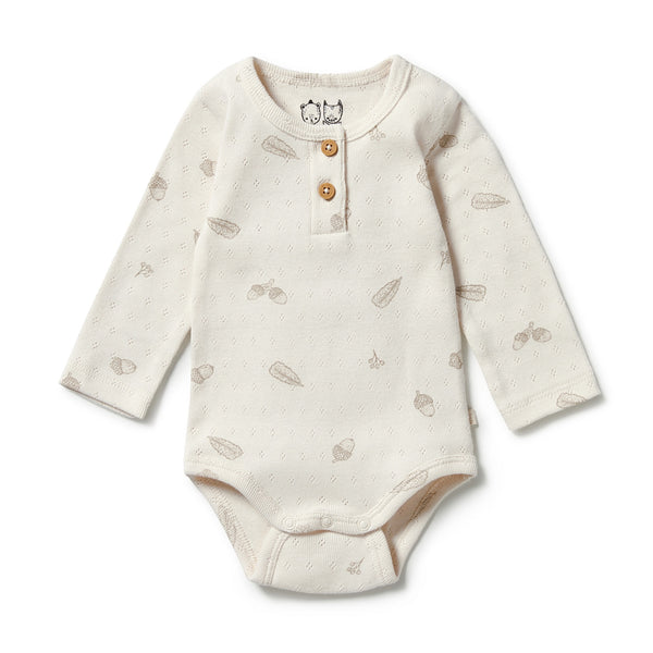 Wilson & Frenchy Organic Pointelle Henley Bodysuit - Little Acorn