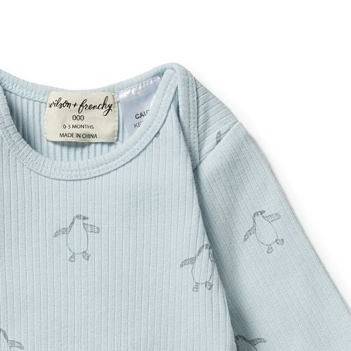 Wilson & Frenchy Organic Rib Envelope Bodysuit - Little Penguin