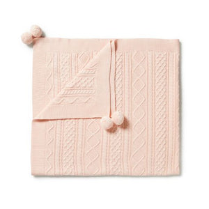 Wilson & Frenchy Knitted Mini Cable Blanket -Blush