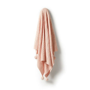 Wilson & Frenchy Knitted Mini Cable Blanket -Blush