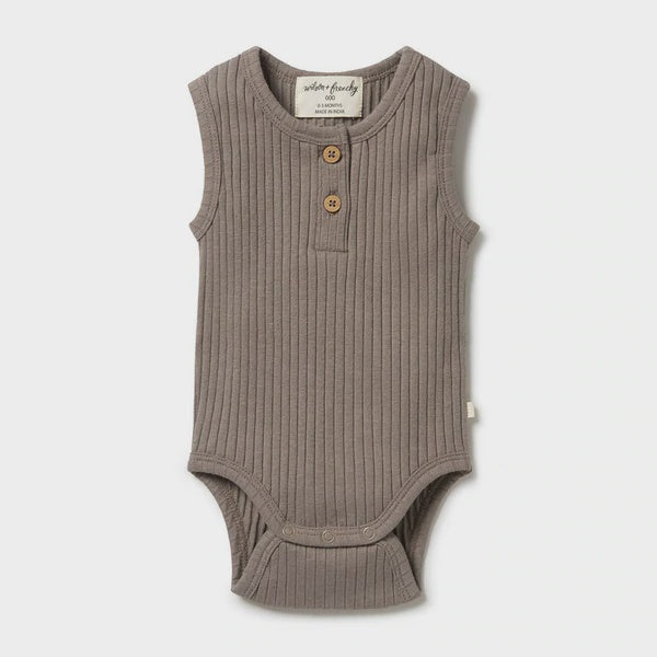 Wilson & Frenchy Organic Rib Henley Bodysuit  -  Hazelwood