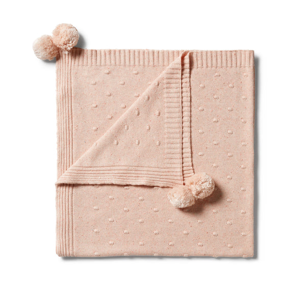 Wilson & Frenchy Knitted Spot Jacquard Blanket - Flamingo Oatmeal Fleck
