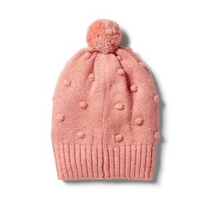 Wilson & Frenchy Knitted Spot Jacquard Hat - Flamingo Fleck