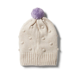 Wilson & Frenchy Knitted Spot Jacquard Hat - Oatmeal Melange