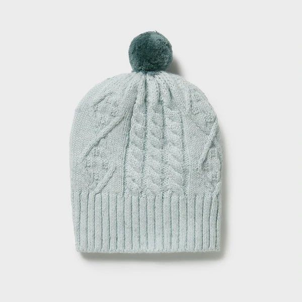 Wilson & Frenchy Knitted Cable Hat - Mint Fleck