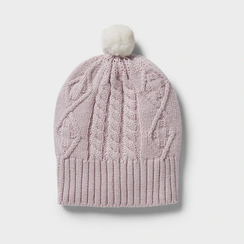Wilson & Frenchy Knitted Cable Hat - Lilac Ash