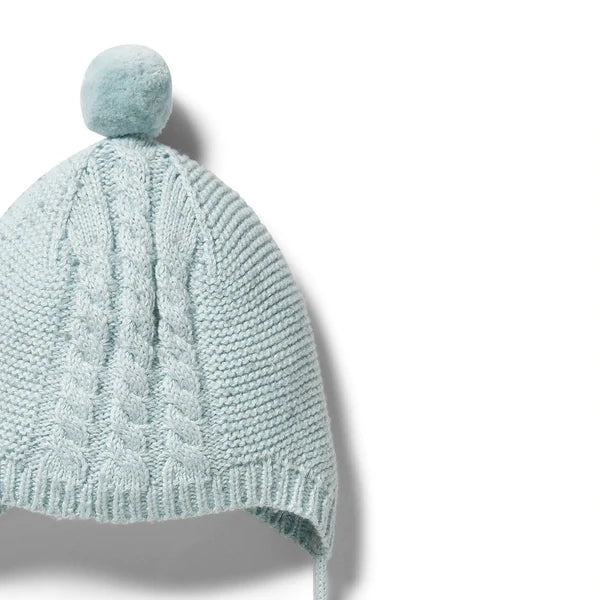 Wilson & Frenchy Knitted Cable Bonnet - Mint Fleck