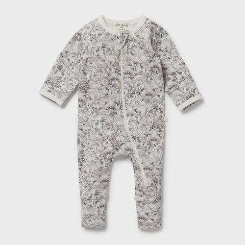 Wilson & Frenchy Organic Zipsuit with Feet - Forest Animals