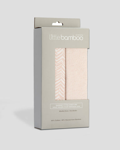 Little Bamboo Jersey Fitted Bassinet Sheet 2pk - Herringbone Dusty Pink