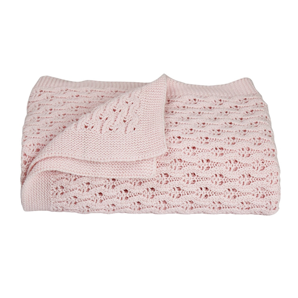 Living Textiles Lattice Baby Shawl - Blush