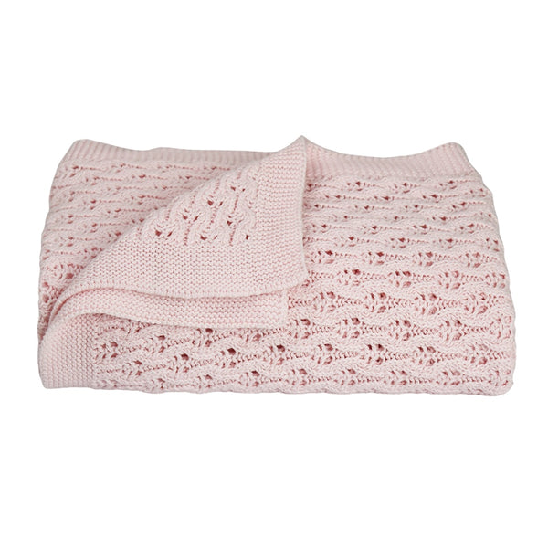 Living Textiles Lattice Baby Shawl - Blush