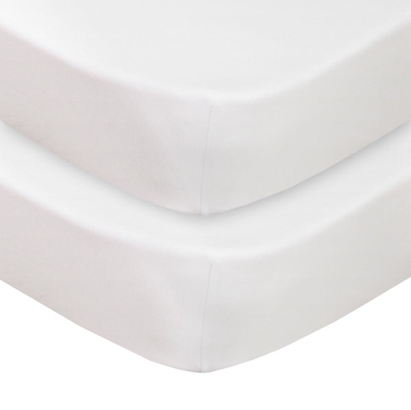 Living Textiles 2-pack Jersey Cot Fitted Sheet - White