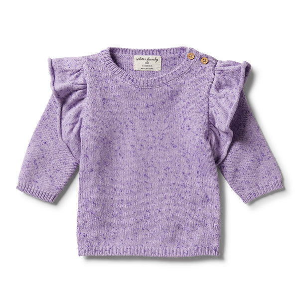 Wilson & Frenchy Knitted Ruffle Jumper - Pastel Lilac Fleck