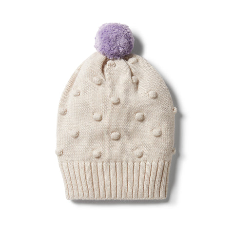 Wilson & Frenchy Knitted Spot Jacquard Hat - Oatmeal Melange