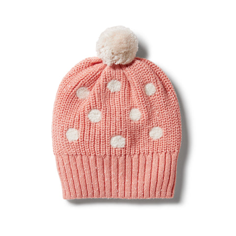 Wilson & Frenchy Knitted Spot Hat - Flamingo Fleck