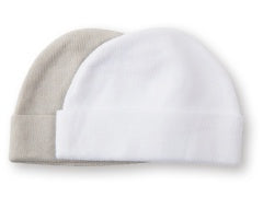 Playette Bamboo Newborn Caps 2pk - Grey/White