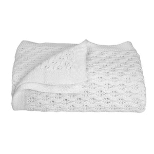 Living Textiles Lattice Baby Shawl - White