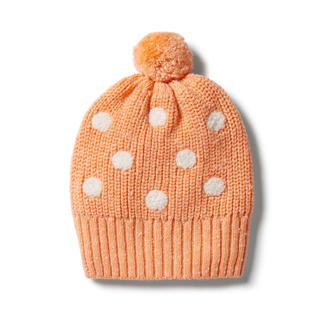 Wilson & Frenchy Knitted Spot Hat - Apricot Fleck