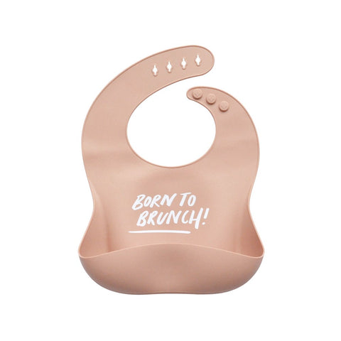 The Somewhere Co Silicone Baby Bib - Born to Brunch (Blush)