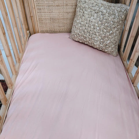Luna's Treasures Bamboo Jersey Cot Sheet - Marshmallow Pink
